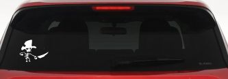 Pirate Skeleton Sword Forward Skulls Car or Truck Window Decal Sticker (White)