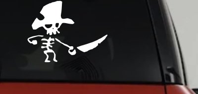 Pirate Skeleton Sword Forward Skulls Car or Truck Window Vinyl Decal Sticker