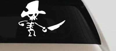 Pirate Skeleton Sword Forward Skulls Car or Truck Window Vinyl Decal Sticker