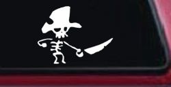 Pirate Skeleton Sword Forward Skulls Car or Truck Window Decal Sticker