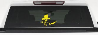 Pirate Skeleton Sword Forward Skulls Car or Truck Window Decal Sticker (Yellow)