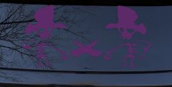 Pirate Skeleton Duel Skulls Car or Truck Window Decal Sticker (Violet)