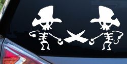 Pirate Skeleton Duel Skulls Car or Truck Window Decal Sticker