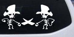 Pirate Skeleton Duel Skulls Car or Truck Window Decal Sticker