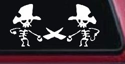 Pirate Skeleton Duel Skulls Car or Truck Window Decal Sticker