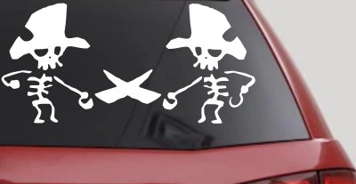 Pirate Skeleton Duel Skulls Car or Truck Window Vinyl Decal Sticker