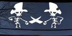 Pirate Skeleton Duel Skulls Car or Truck Window Decal Sticker