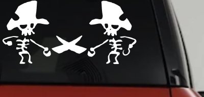 Pirate Skeleton Duel Skulls Car or Truck Window Vinyl Decal Sticker