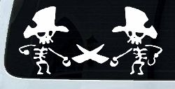 Pirate Skeleton Duel Skulls Car or Truck Window Decal Sticker