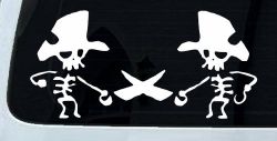 Pirate Skeleton Duel Skulls Car or Truck Window Decal Sticker
