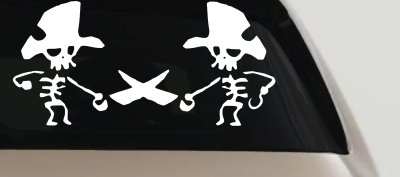 Pirate Skeleton Duel Skulls Car or Truck Window Vinyl Decal Sticker