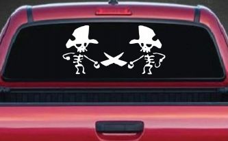 Pirate Skeleton Duel Skulls Car or Truck Window Decal Sticker