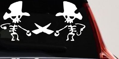 Pirate Skeleton Duel Skulls Car or Truck Window Vinyl Decal Sticker