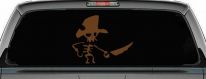 Pirate Skeleton WIth Hook Hand Sword In Front Skulls Car or Truck Window Decal Sticker (Copper)