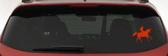 Woman Riding Unicorn Sci Fi Car or Truck Window Decal Sticker (Orange Red)