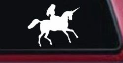 Woman Riding Unicorn Sci Fi Car or Truck Window Decal Sticker
