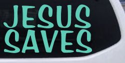 Jesus Saves Christian Car or Truck Window Vinyl Decal Sticker (Mint)