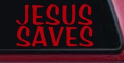 Jesus Saves Christian Car or Truck Window Vinyl Decal Sticker (Red)