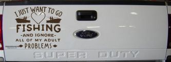 I Just Want To Go Fishing And Ignore My Adult Problems Fishing Car or Truck Window Vinyl Decal Sticker (Brown)