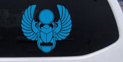 Egyptian Scarab Beetle Car or Truck Window Decal Sticker (Blue)