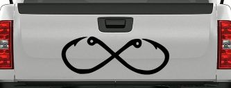 Infinity Fish Hooks Fishing Car or Truck Window Decal Sticker (Black)