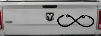 Infinity Fish Hooks Fishing Car or Truck Window Decal Sticker (Black)