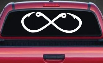 Infinity Fish Hooks Fishing Car or Truck Window Decal Sticker
