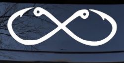 Infinity Fish Hooks Fishing Car or Truck Window Decal Sticker