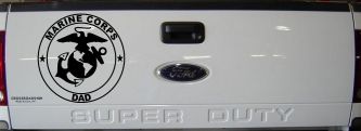 Marine Corps Dad Seal and Logo Military Car or Truck Window Decal Sticker (Black)