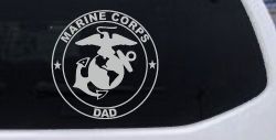 Marine Corps Dad Seal and Logo Military Car or Truck Window Decal Sticker (Light Gray)
