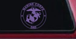 Marine Corps Dad Seal and Logo Military Car or Truck Window Decal Sticker (Purple)