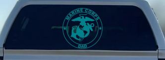 Marine Corps Dad Seal and Logo Military Car or Truck Window Decal Sticker (Turquoise Blue)