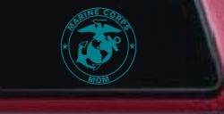 Marine Corps Mom Seal Military Car or Truck Window Decal Sticker (Turquoise Blue)