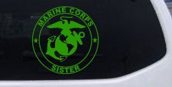 Marine Corps Sister Seal Military Car or Truck Window Decal Sticker (Lime)