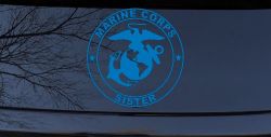 Marine Corps Sister Seal Military Car or Truck Window Decal Sticker (Sky Blue)