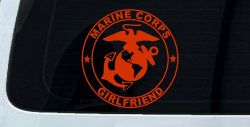 Marine Corps Girlfriend Seal Military Car or Truck Window Decal Sticker (Orange Red)