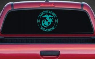 Marine Corps Girlfriend Seal Military Car or Truck Window Decal Sticker (Turquoise)