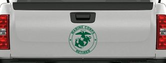 Marine Corps Retired Seal Military Car or Truck Window Decal Sticker (Dark Green)