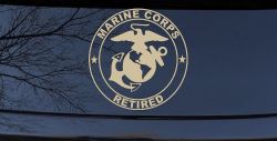 Marine Corps Retired Seal Military Car or Truck Window Decal Sticker (Desert Sand)