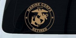 Marine Corps Retired Seal Military Car or Truck Window Vinyl Decal Sticker (Light Brown)