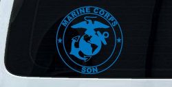 Marine Corps Son Seal Military Car or Truck Window Decal Sticker (Sky Blue)
