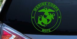 Marine Corps Wife Seal Military Car or Truck Window Decal Sticker (Lime)