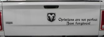 Christians Are Not Perfect Just Forgiven Car or Truck Window Vinyl Decal Sticker (Black)