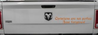 Christians Are Not Perfect Just Forgiven Car or Truck Window Vinyl Decal Sticker (Nut Brown)