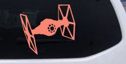 Tie Fighter Sci Fi Car or Truck Window Decal Sticker (Coral)