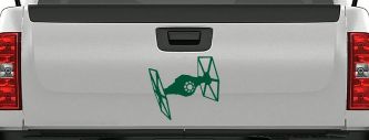 Tie Fighter Sci Fi Car or Truck Window Decal Sticker (Dark Green)