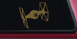 Tie Fighter Sci Fi Car or Truck Window Vinyl Decal Sticker (Gold)