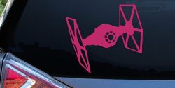 Tie Fighter Sci Fi Car or Truck Window Vinyl Decal Sticker (Hot Pink)
