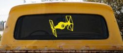 Tie Fighter Sci Fi Car or Truck Window Vinyl Decal Sticker (Yellow)