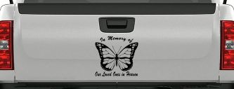 In Memory Of Our Loved Ones In Heaven Butterfly Butterflies Car or Truck Window Vinyl Decal Sticker (Black)